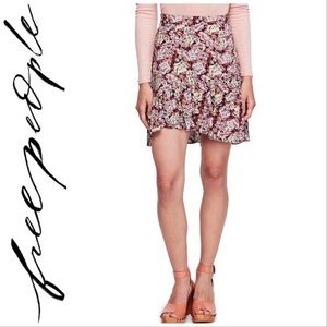 FREE PEOPLE, NEW, Nadia Floral Ruffle Hem Skirt